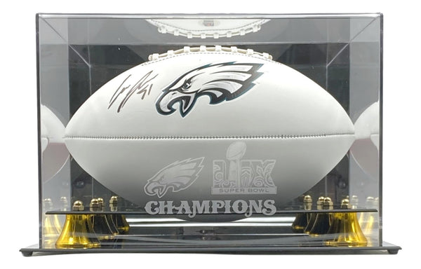 Cam Jurgens Signed Eagles Logo Football PSA/DNA w/ Super Bowl 59 LIX Case