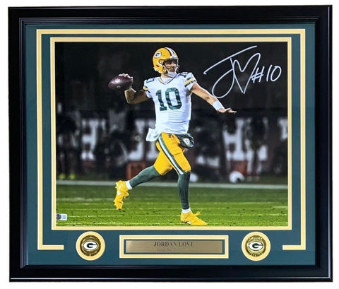 Jordan Love Signed Framed 16x20 Green Bay Packers Photo BAS ITP