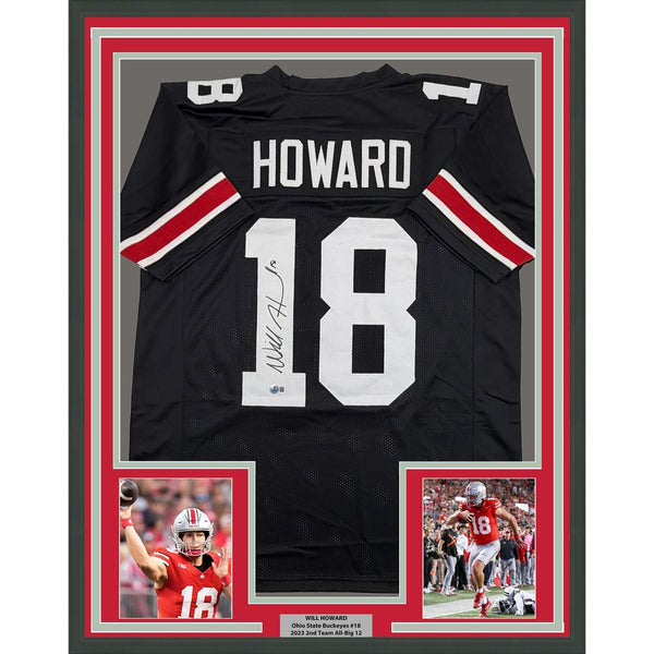 Framed Autographed/Signed Will Howard 35x39 Ohio State Black Jersey BAS COA