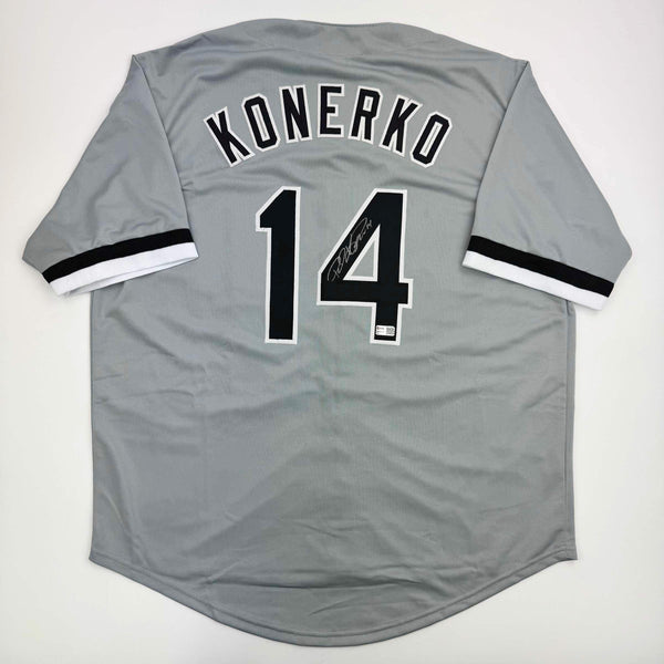 Autographed/Signed Paul Konerko Chicago Grey Baseball Jersey TriStar COA