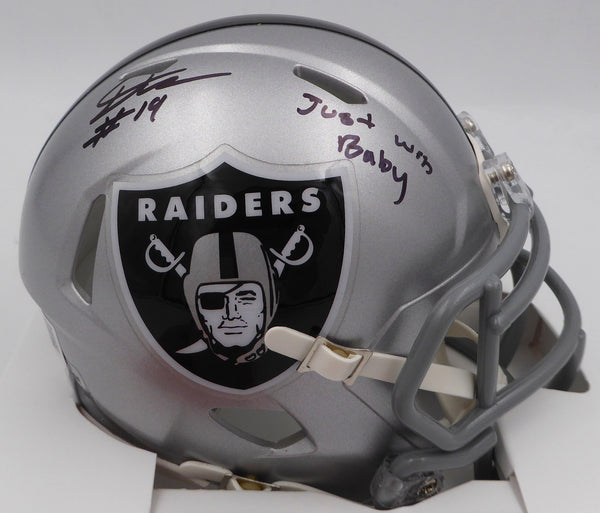DJ D.J. Turner Autographed Raiders Mini Helmet Just Win Baby Beckett 2W133251