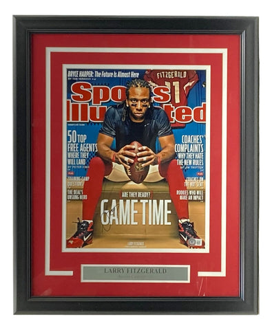 Larry Fitzgerald Signed Framed Arizona Cardinals SI Cover Photo BAS