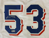 Adolis Garcia Texas Signed White Baseball Jersey BAS