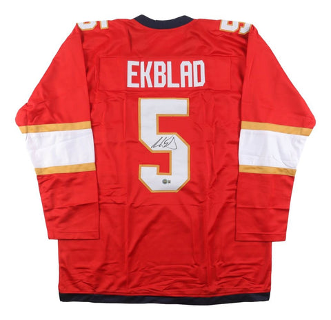 Aaron Ekblad Florida Signed Red Hockey Jersey BAS