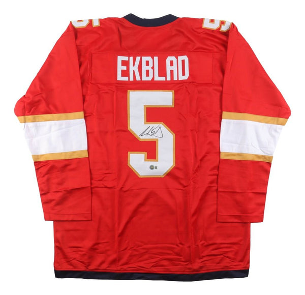 Aaron Ekblad Florida Signed Red Hockey Jersey BAS