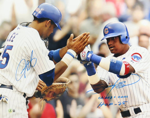 Derrek Lee & Sammy Sosa Signed 16x20 Photo Inscribed Chicago Cubs HOF-25 Beckett