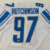 Autographed/Signed Aidan Hutchinson Detroit White Football Jersey Beckett COA