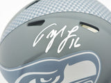 TYLER LOCKETT AUTOGRAPHED SEAHAWKS SLATE GRAY SPEED MINI HELMET MCS HOLO 236385