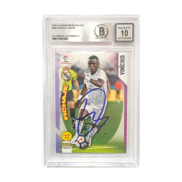 Vinicius Jr Signed 2018-19 Panini Megacracks #369 Rookie Card - BGS 10 Autograph