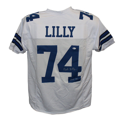 Bob Lilly Autographed/Signed Pro Style White XL Jersey HOF BAS 30623