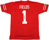 OHIO STATE BUCKEYES JUSTIN FIELDS AUTOGRAPHED RED JERSEY BECKETT WITNESS 230184