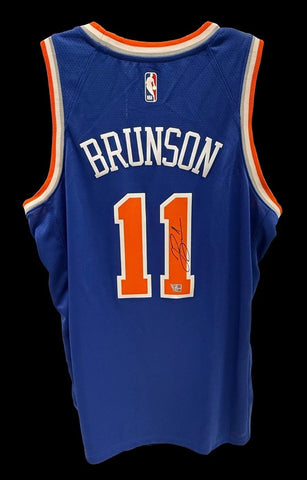 Jalen Brunson Ny Knicks Signed Blue Nike Icon Swingman Jersey # 11 Auto Fanatics
