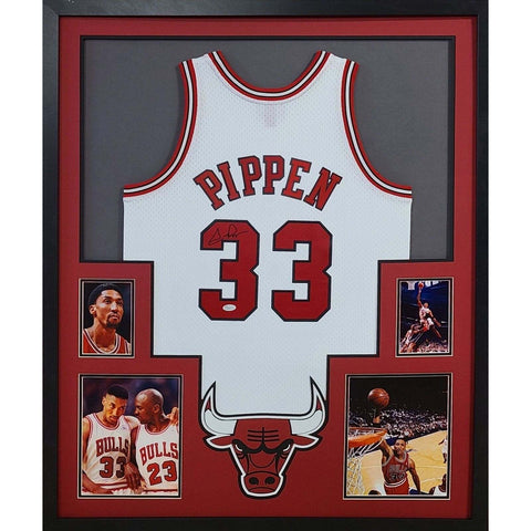 Scottie Pippen Autographed Signed Framed Chicago Bulls Jersey JSA
