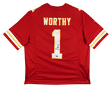 Chiefs Xavier Worthy Signed Red Nike Limited Jersey w/ Black Signature Fanatics
