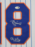 SUEDE FRAMED N.Y. METS DARRYL STRAWBERRY AUTOGRAPHED INSCRIBED JERSEY JSA COA