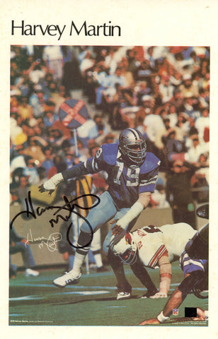 Harvey Martin Autographed Dallas Cowboys Mini Poster Beckett 46104
