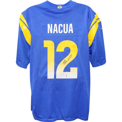 Puka Nacua Autographed Los Angeles Rams Nike Blue Jersey XL Fanatics 51275