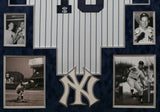 FRAMED SUEDE WHITEY FORD AUTOGRAPHED SIGNED NEW YORK YANKEES JERSEY PSA COA