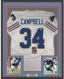 Framed Autographed/Signed Earl Campbell HOF 33x42 Houston White Jersey JSA COA