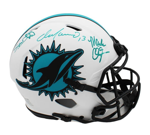 Multi Signed Miami Dolphins Speed Authentic Lunar NFL Helmet with 3 Signatures