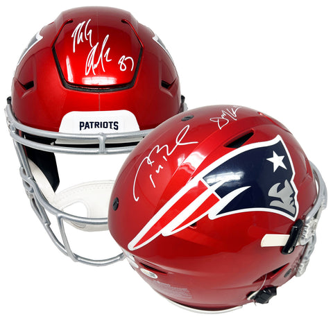 Tom Brady Gronkowski Edelman Signed Patriots Flash Flex Helmet Fanatics JSA