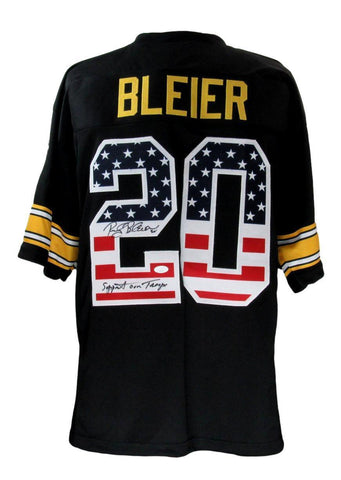 Rocky Bleier Autographed/Inscribed USA Custom Football Jersey Steelers JSA
