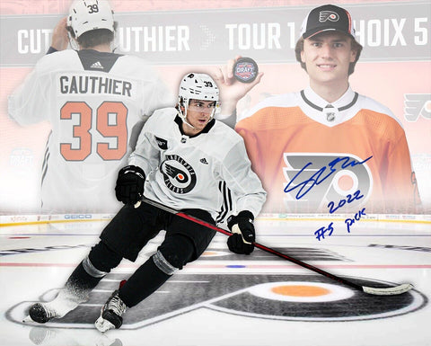 Cutter Gauthier Flyers Autographed Signed 2022 #5 Pick 11x14 Photo JSA PSA