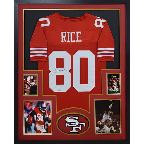 Jerry Rice Autographed Signed Framed 80s San Francisco 49ers Jersey TRISTAR