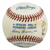 Mike Hargrove & Ron Clark Authentic Signed Bobby Brown OAL Baseball BAS #BU64251