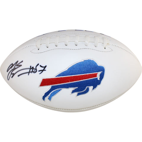 AJ Epenesa Autographed/Signed Buffalo Bills Logo Football Beckett Witness 50257