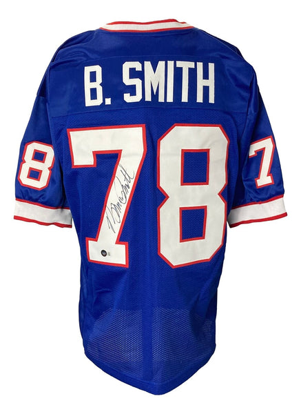 Bruce Smith Signed Custom Blue Pro-Style Football Jersey BAS ITP