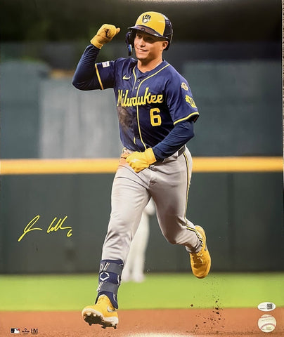 ISAAC COLLINS Milwaukee Brewers Outfielder Signed 16x20 Photo #1 AUTO - JSA