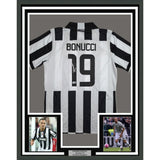 Framed Signed Leonardo Bonucci 35x39 Juventus White Jersey Beckett BAS COA