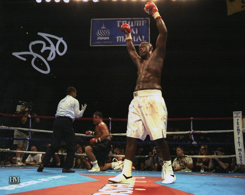 James Buster Douglas Signed Boxing Fight Celebration 8x10 Photo - (SCHWARTZ COA)