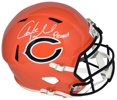 CHARLES TILLMAN AUTOGRAPHED CHICAGO BEARS ORANGE FULL SIZE HELMET W/ PEANUT