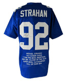 Michael Strahan HOF Signed Giants Custom Football Stats Jersey Beckett XHC72