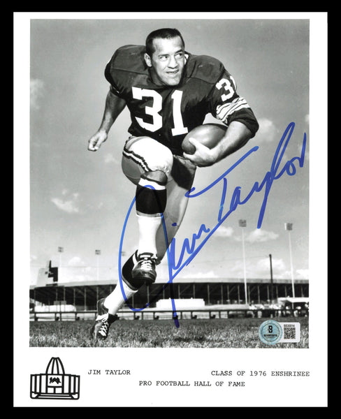 Jim Taylor Autographed 8x10 Photo Green Bay Packers Beckett BAS QR #BS32014