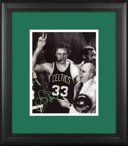 Larry Bird Boston Celtics Framed Signed 8x10 Cigar Celebration Photograph