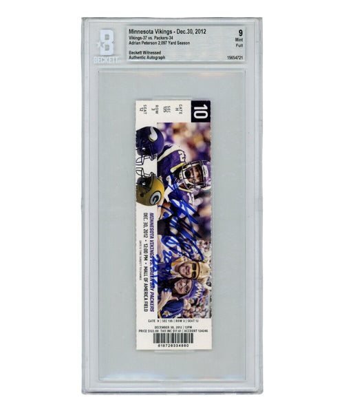 Adrian Peterson Autographed/Signed 12/30/2012 Slab Ticket Stub Beckett 40881