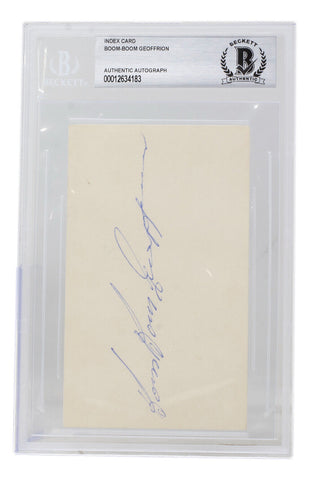 Bernie Boom Boom Geoffrion Signed Slabbed Montreal Canadiens Index Card BAS