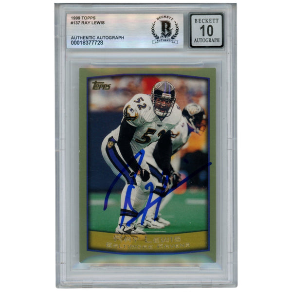 Ray Lewis Autographed/Signed 1999 Topps #137 Trading Card Beckett 52914