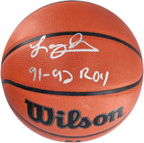 Larry Johnson Hornets Signed Wilson Basketball w/"91-92 ROY" Insc
