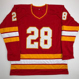 Autographed/Signed Elias Lindholm Calgary Red Hockey Jersey Beckett BAS COA