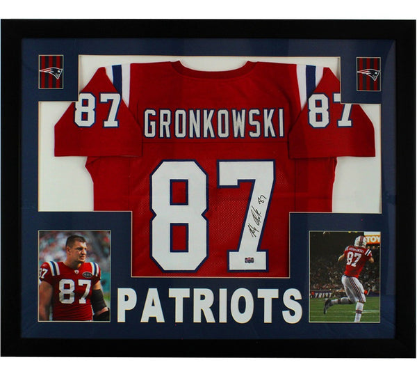 Rob Gronkowski Signed New England Patriots Framed Red NFL Jersey