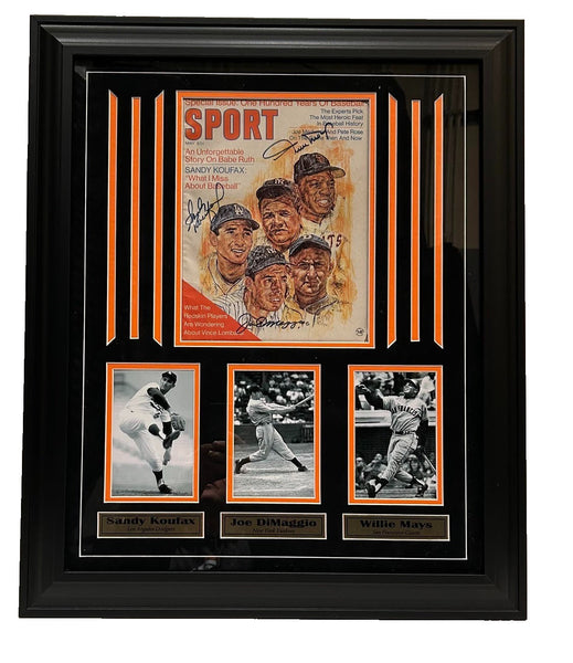 Koufax, DiMaggio, and Mays 3X Autographed Sport Magazine Cover from 1969 JSA LOA
