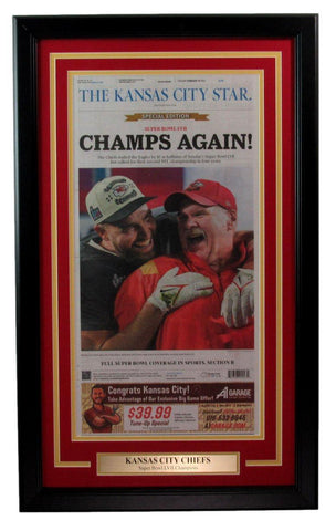2023 Kansas City Star Newspaper Super Bowl Chiefs "Champs Again!" Framed 177479