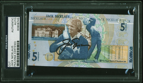 Jack Nicklaus Authentic Signed 5 Pound Royal Bank of Scotland Note PSA Slabbed