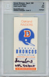 Howie Long Signed Oakland Raiders Grade 7 Ticket Stub NFL Debut Beckett 39340