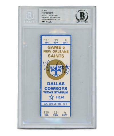 Tony Dorsett Autographed/Signed 9/25/1983 Ticket Stub Beckett 39442
