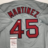 Autographed/Signed Pedro Martinez Boston Grey Baseball Jersey JSA COA